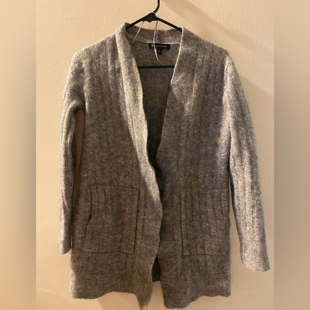 Banana Republic Gray Wool Sweater Jacket with Pockets
